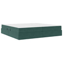 vidaXL Ágy tárolóval és matraccal Sötétzöld 200 x 200 cm Bársony