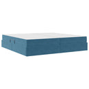 vidaXL Ágy tárolóval és matraccal Sötét kék 200 x 200 cm Bársony