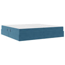 vidaXL Ágy tárolóval és matraccal Sötét kék 200 x 200 cm Bársony