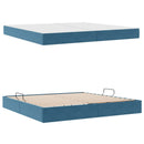 vidaXL Ágy tárolóval és matraccal Sötét kék 200 x 200 cm Bársony