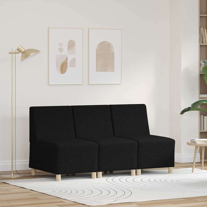 vidaXL Karfa Nélküli Modularis Kanapé Egység 3 pcs Fekete