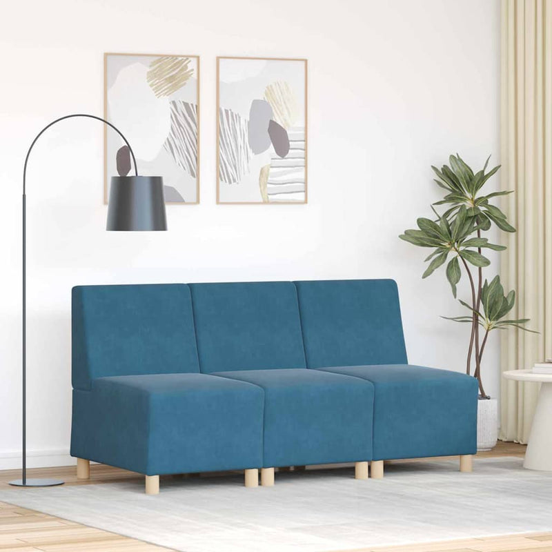 vidaXL Karfa Nélküli Modularis Kanapé Egység 3 pcs Kék 55 x 74 x 82 cm