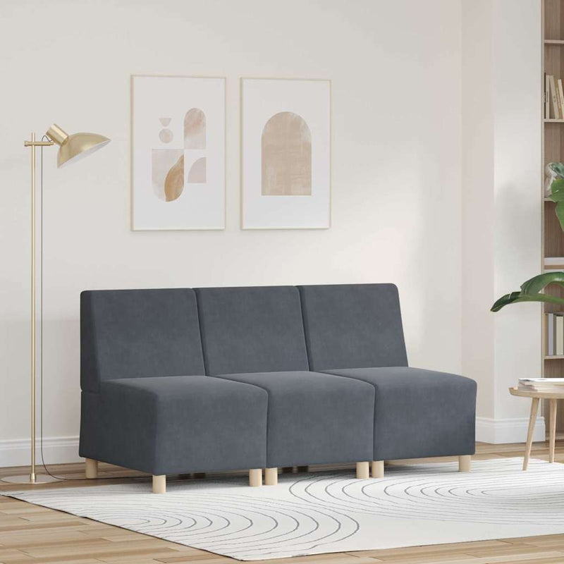 vidaXL Karfa Nélküli Modularis Kanapé Egység 3 pcs Sötétszürke