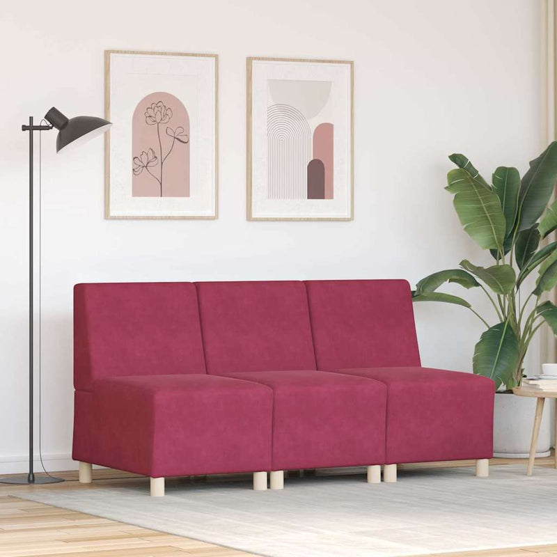 vidaXL Karfa Nélküli Modularis Kanapé Egység 3 pcs Bordó