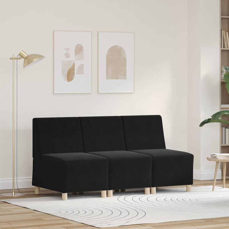 vidaXL Karfa Nélküli Modularis Kanapé Egység 3 pcs Fekete