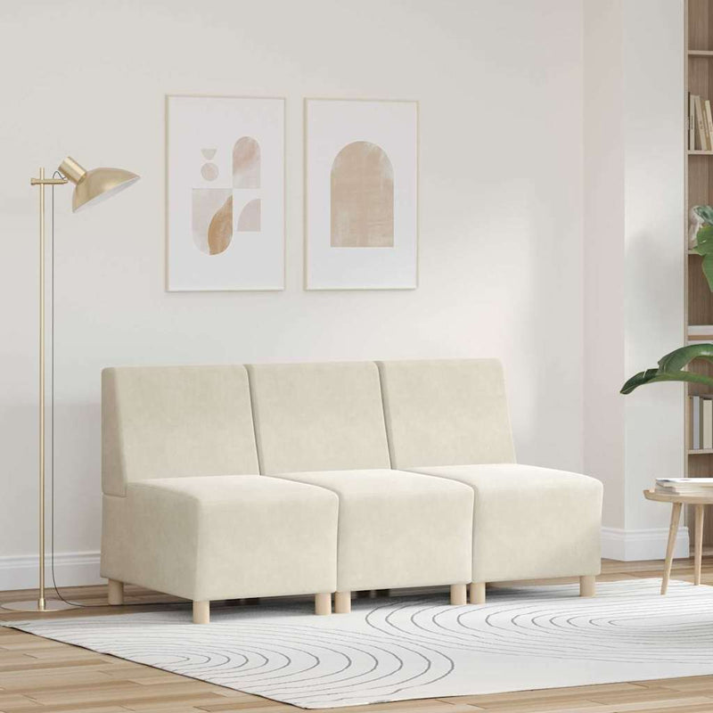 vidaXL Karfa Nélküli Modularis Kanapé Egység 3 pcs Krém