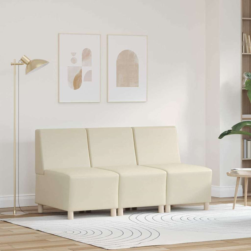 vidaXL Karfa Nélküli Modularis Kanapé Egység 3 pcs Krém