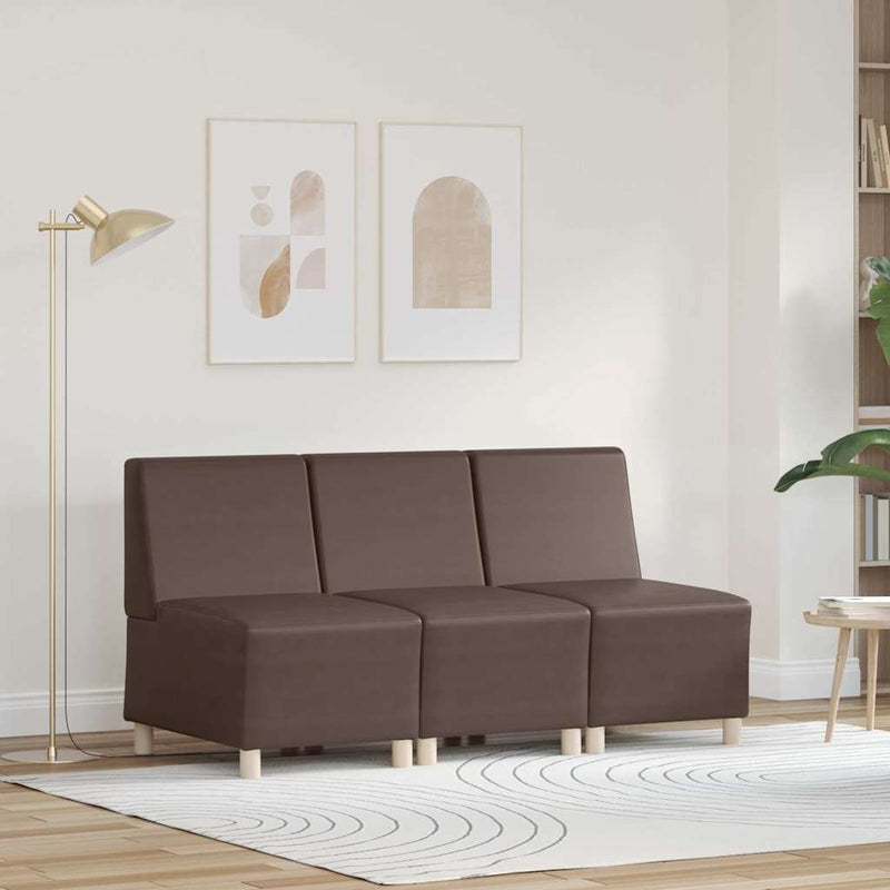 vidaXL Karfa Nélküli Modularis Kanapé Egység 3 pcs Barna