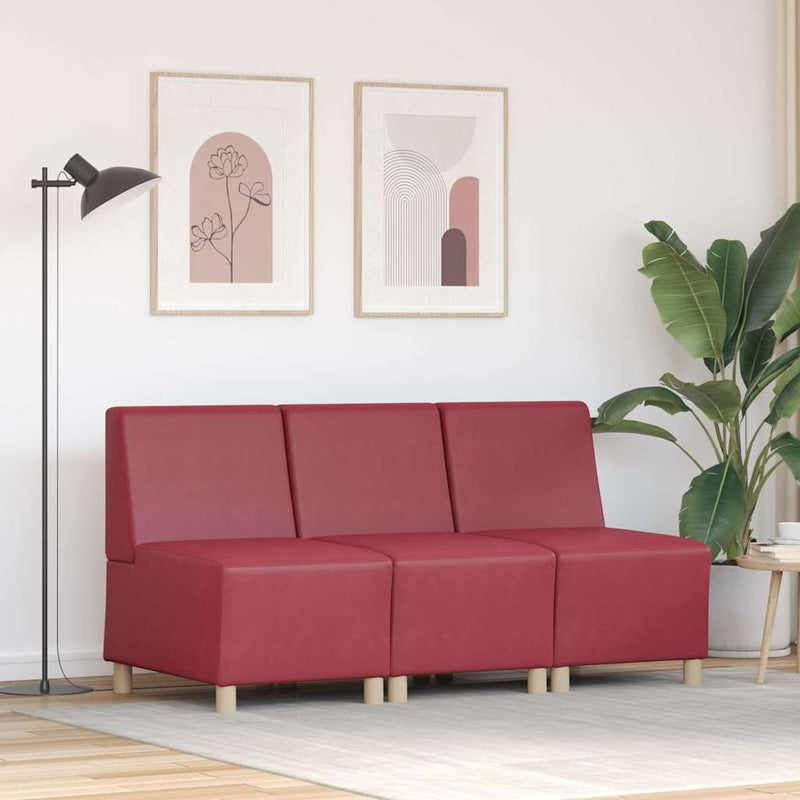 vidaXL Karfa Nélküli Modularis Kanapé Egység 3 pcs Bordó