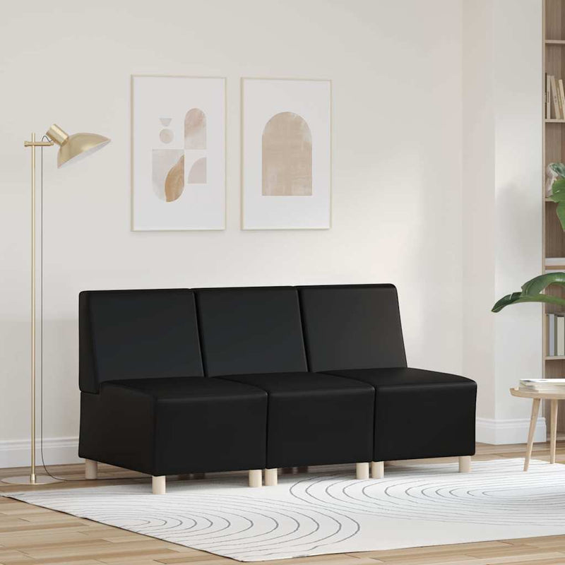 vidaXL Karfa Nélküli Modularis Kanapé Egység 3 pcs Fekete