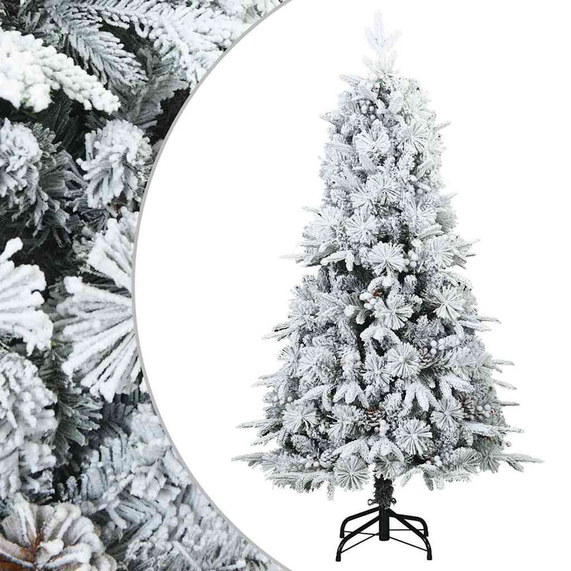 vidaXL Műanyag Rugalmas Karácsonyfát Havas Flokkal Fehér 150 cm