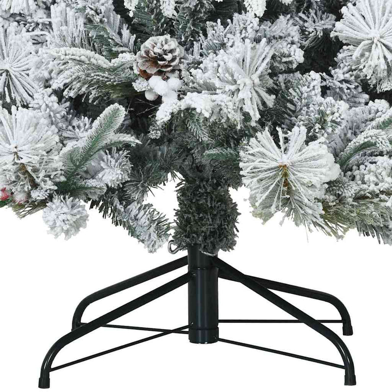 vidaXL Műanyag Rugalmas Karácsonyfát Havas Flokkal Fehér 210 cm