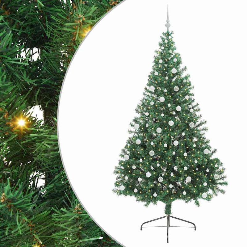 vidaXL Mesterséges, előre világított karácsonyi fa Zöld 240 cm PVC