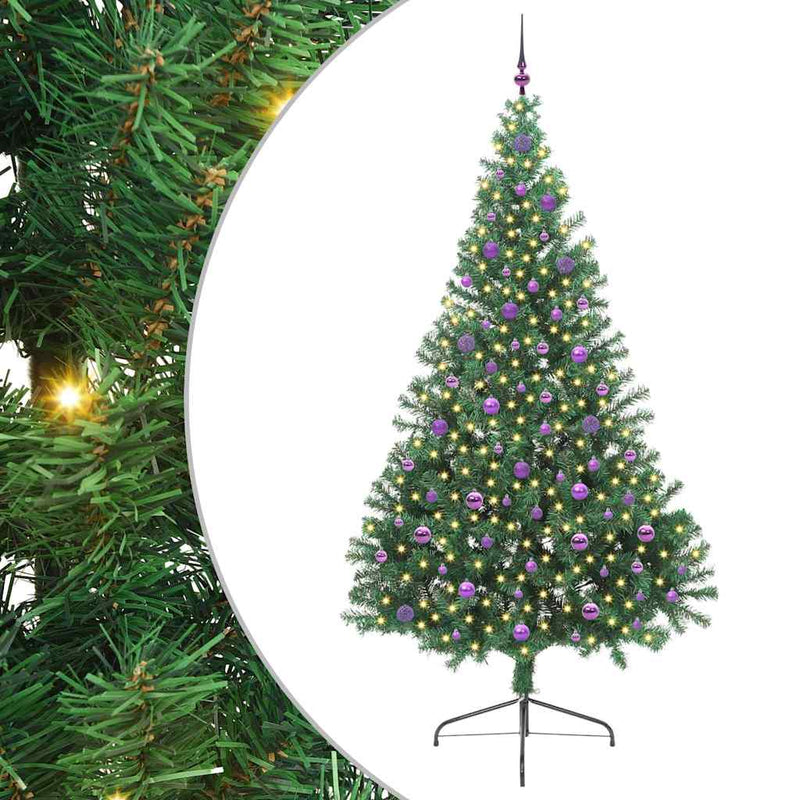 vidaXL Mesterséges, előre világított karácsonyi fa Zöld 240 cm PVC