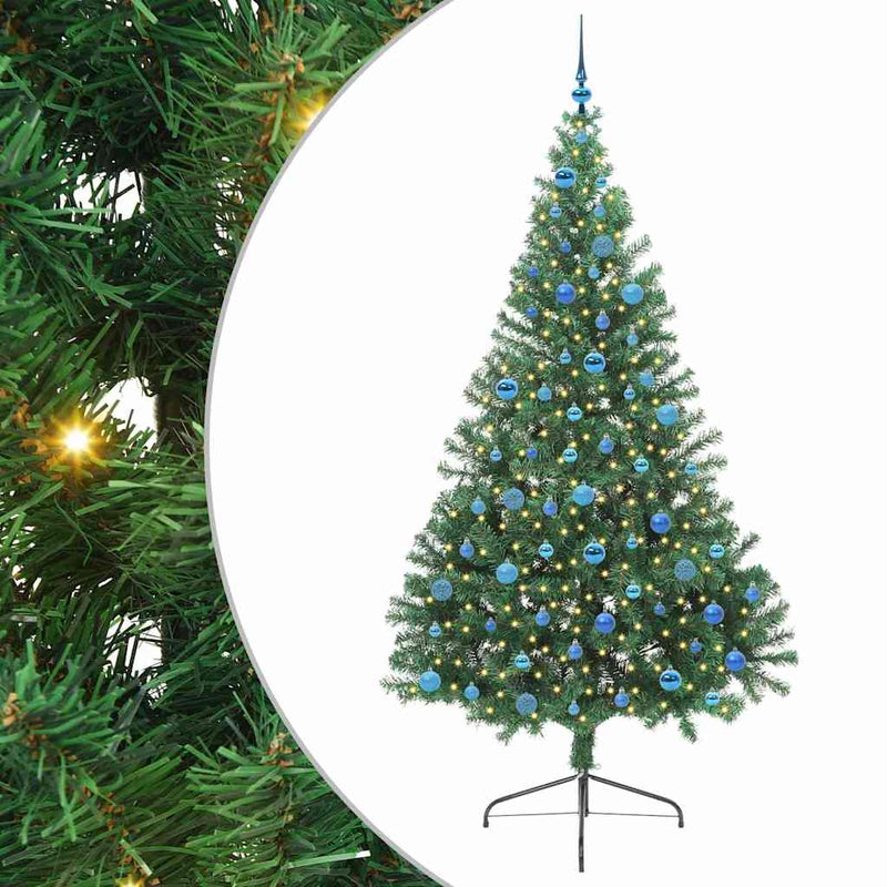vidaXL Mesterséges, előre világított karácsonyi fa Zöld 240 cm PVC
