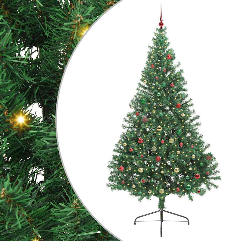 vidaXL Mesterséges, előre világított karácsonyi fa Zöld 240 cm PVC