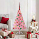 vidaXL Mesterséges, előre világított karácsonyi fa Rózsaszín 120 cm