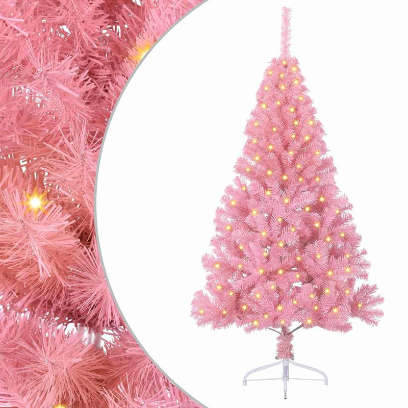 vidaXL Műfenyő Elővilágított Karácsonyfa Rózsaszín 150 cm PVC
