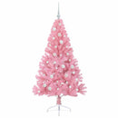 vidaXL Mesterséges, előre világított karácsonyi fa Rózsaszín 150 cm