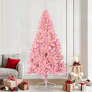 vidaXL Mesterséges, előre világított karácsonyi fa Rózsaszín 210 cm