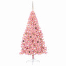 vidaXL Mesterséges, előre világított karácsonyi fa Rózsaszín 210 cm