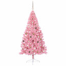 vidaXL Mesterséges, előre világított karácsonyi fa Rózsaszín 210 cm