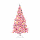 vidaXL Mesterséges, előre világított karácsonyi fa Rózsaszín 210 cm