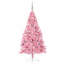 vidaXL Mesterséges, előre világított karácsonyi fa Rózsaszín 210 cm