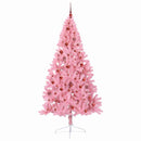 vidaXL Mesterséges, előre világított karácsonyi fa Rózsaszín 210 cm
