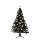 vidaXL Mesterséges, előre világított karácsonyi fa Fekete 120 cm PVC