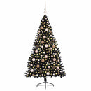 vidaXL Mesterséges, előre világított karácsonyi fa Fekete 180 cm PVC
