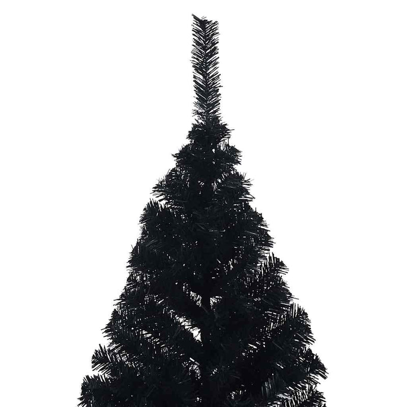 vidaXL Műfenyő Elővilágított Karácsonyfa Fekete 210 cm PVC