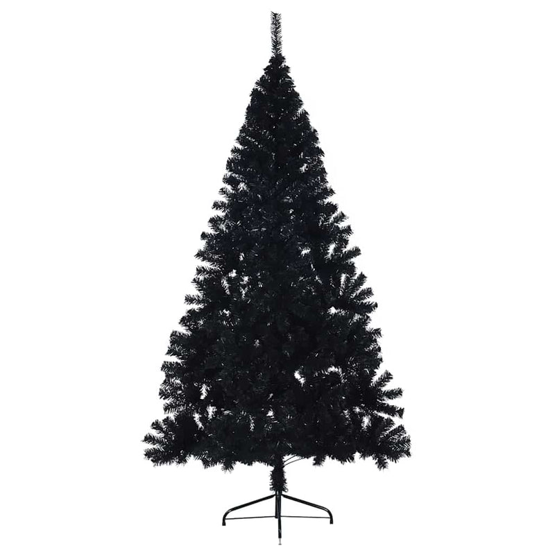 vidaXL Műfenyő Elővilágított Karácsonyfa Fekete 210 cm PVC