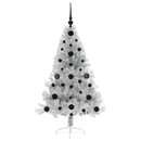 vidaXL Mesterséges, előre világított karácsonyi fa Ezüst 120 cm PET