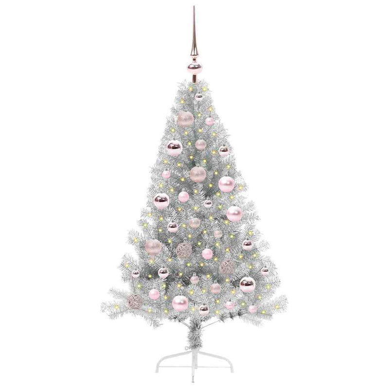 vidaXL Műfenyő Elővilágított Karácsonyfa Ezüst 120 cm PET