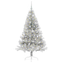 vidaXL Mesterséges, előre világított karácsonyi fa Ezüst 150 cm PET