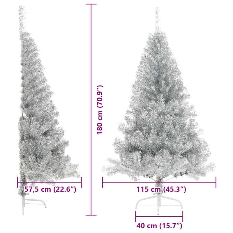vidaXL Mesterséges, előre világított karácsonyi fa Ezüst 180 cm PET