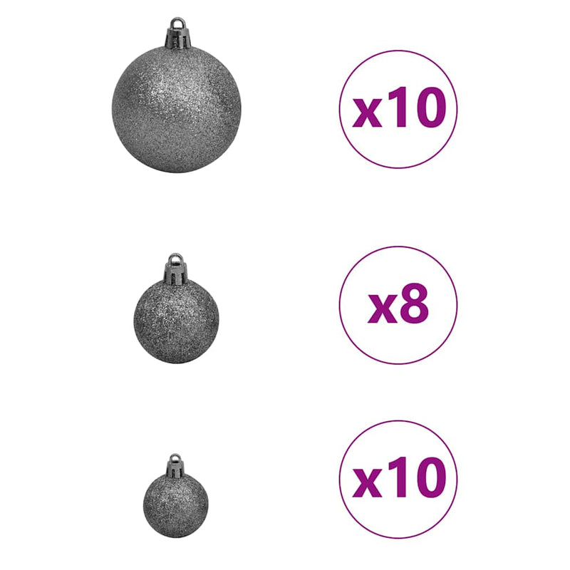 vidaXL Mesterséges, előre világított karácsonyi fa Ezüst 210 cm PET
