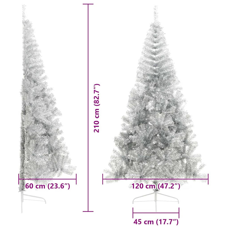 vidaXL Mesterséges, előre világított karácsonyi fa Ezüst 210 cm PET
