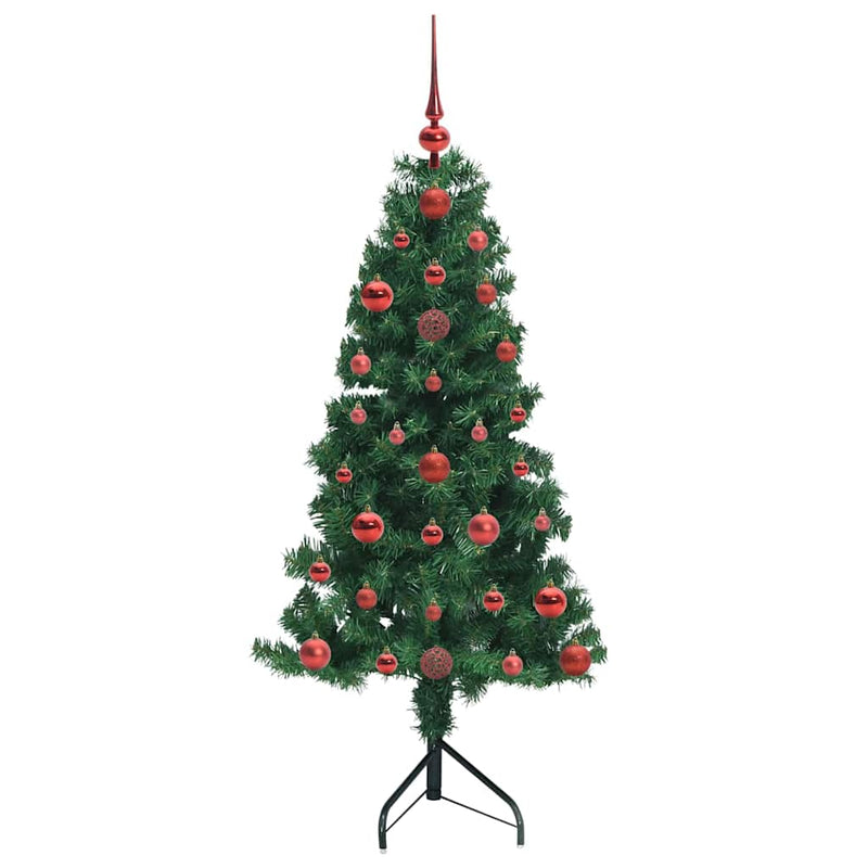 vidaXL Sarok Műkarácsonyfa 150 LED-del Zöld 120 cm PVC és fém