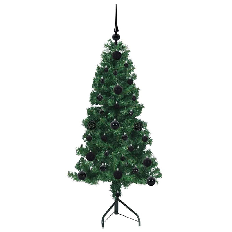 vidaXL Sarok Műkarácsonyfa 150 LED-del Zöld 120 cm PVC és fém