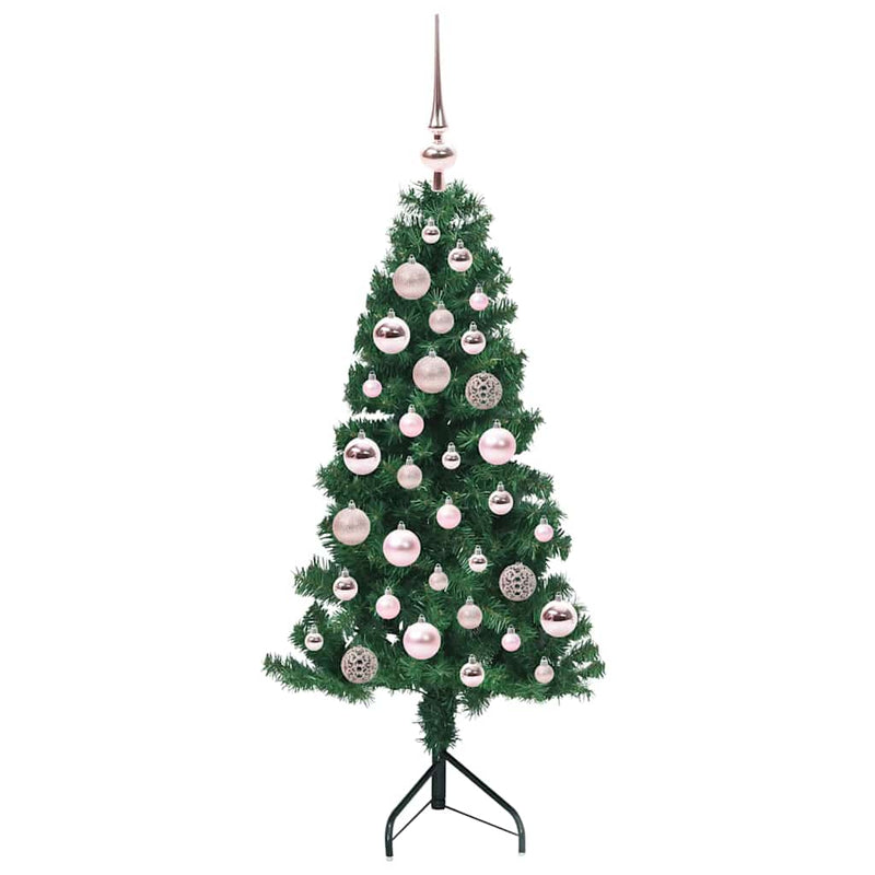 vidaXL Sarok Műkarácsonyfa 150 LED-del Zöld 120 cm PVC és fém