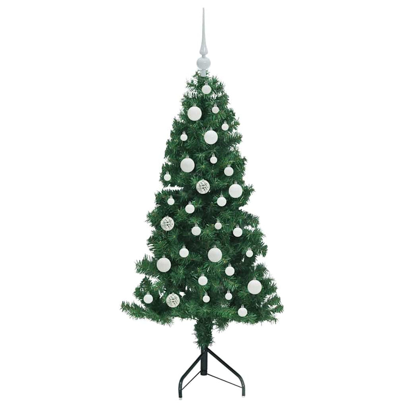 vidaXL Sarok Műkarácsonyfa 150 LED-del Zöld 120 cm PVC és fém