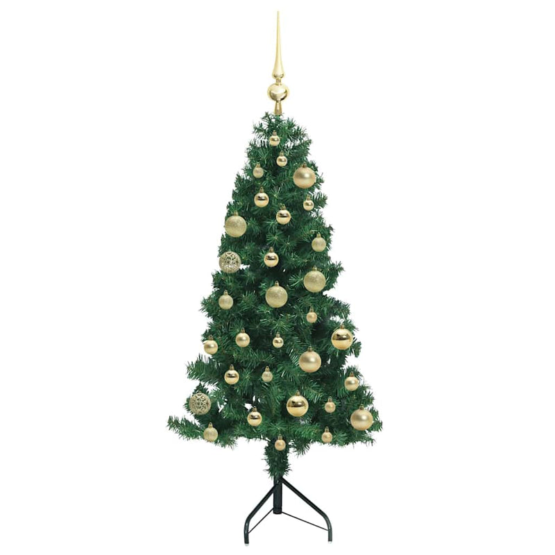 vidaXL Sarok Műkarácsonyfa 150 LED-del Zöld 120 cm PVC és fém