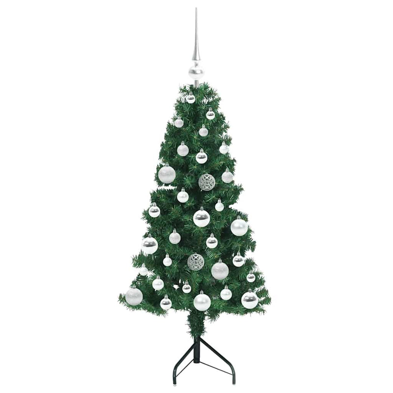 vidaXL Sarok Műkarácsonyfa 150 LED-del Zöld 120 cm PVC és fém