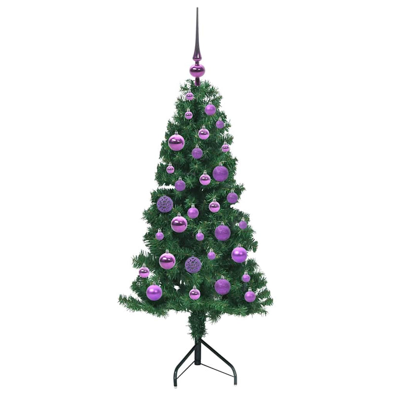 vidaXL Sarok Műkarácsonyfa 150 LED-del Zöld 120 cm PVC és fém