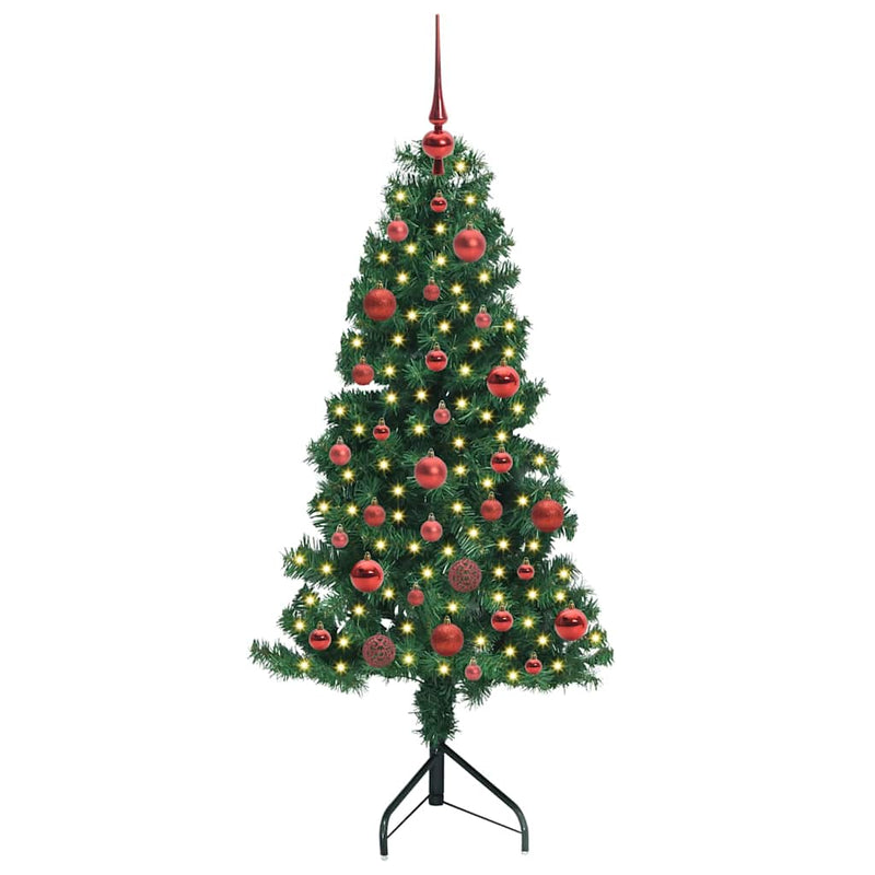 vidaXL Sarok Műkarácsonyfa 150 LED-del Zöld 150 cm PVC és fém