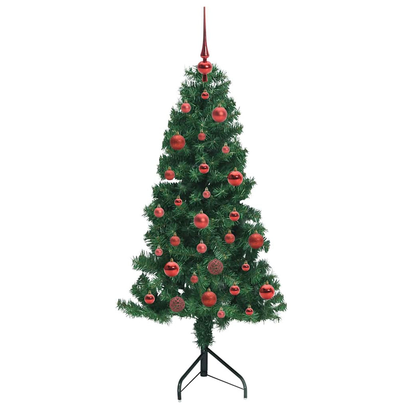 vidaXL Sarok Műkarácsonyfa 150 LED-del Zöld 150 cm PVC és fém