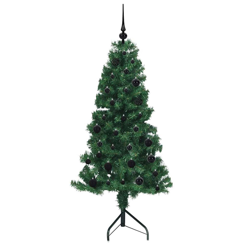 vidaXL Sarok Műkarácsonyfa 150 LED-del Zöld 150 cm PVC és fém