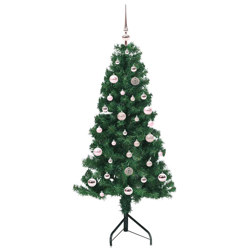 vidaXL Sarok Műkarácsonyfa 150 LED-del Zöld 150 cm PVC és fém